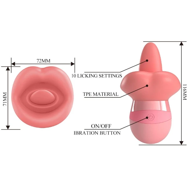 PRETTY LOVE - STIMOLATORE PER CLITORIDE LINGUA KYLEE 10 VIBRAZIONI ROSA NUDO