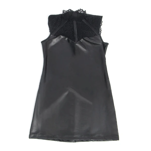 SUBBLIME - 957544 ABITO IN PELLE CON COLLO IN PIZZO NERO S/M