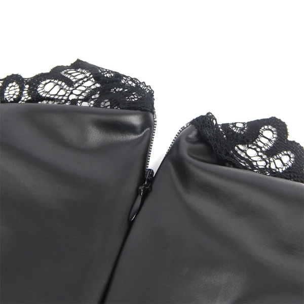 SUBBLIME - 957544 ABITO IN PELLE CON COLLO IN PIZZO NERO S/M