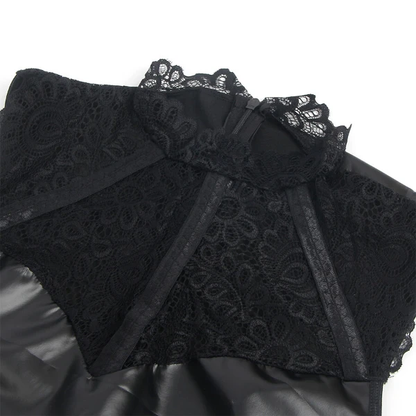 SUBBLIME - 957551 ABITO IN PELLE CON COLLO IN PIZZO NERO L/XL