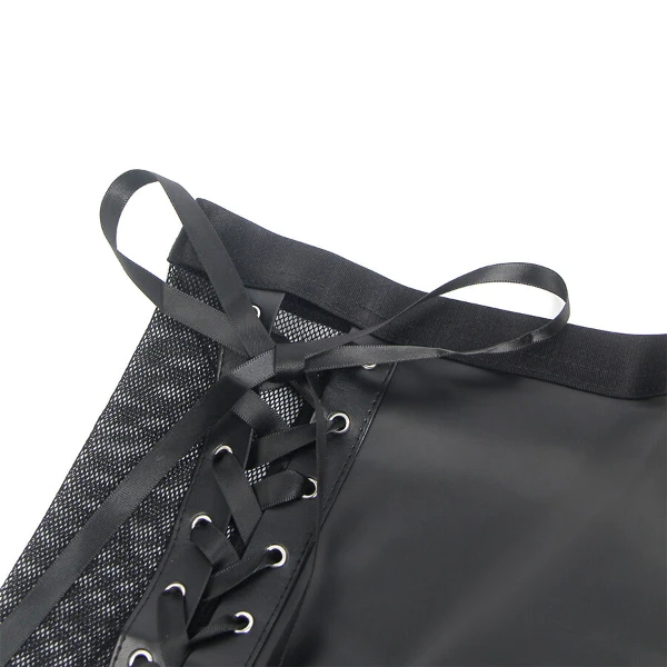SUBBLIME - 957599 SET REGGISENO E GONNA IN PELLE NERO L/XL