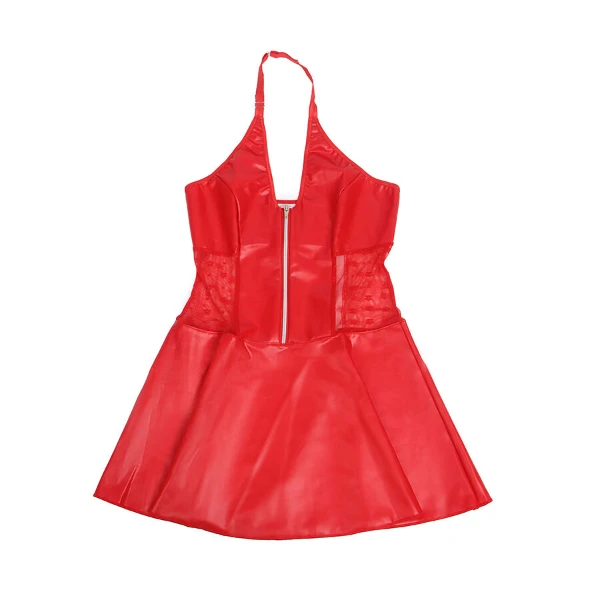 SUBBLIME - 957728 ABITO IN PELLE CON ZIP E PIZZO ROSSO S/M