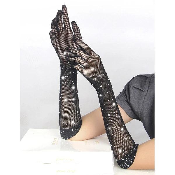 SUBBLIME - 957469SHINE GUANTI TRASPARENTI NERI S/M