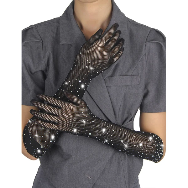 SUBBLIME - 957469SHINE GUANTI TRASPARENTI NERI S/M