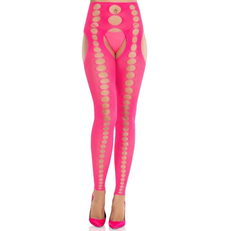LEG AVENUE - CALZE COPRENTI SENZA SPALLINE E SENZA CUCITURE ROSA NEON