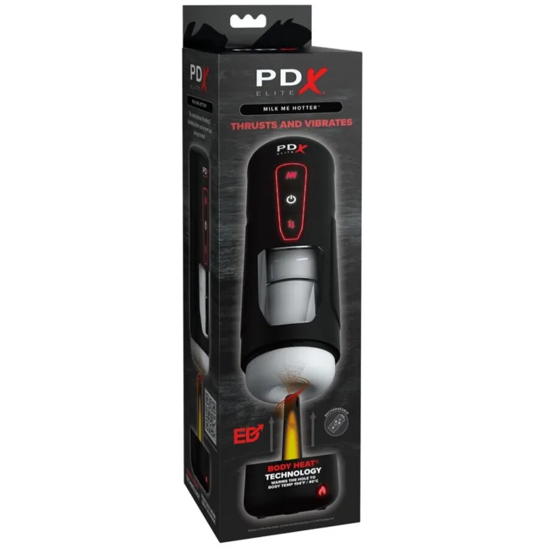 PDX ELITE - MILK ME HOTTER MASTURBADOR AUTOMÁTICO CON THRUSTING Y VIBRACIÓN EFECTO CALOR