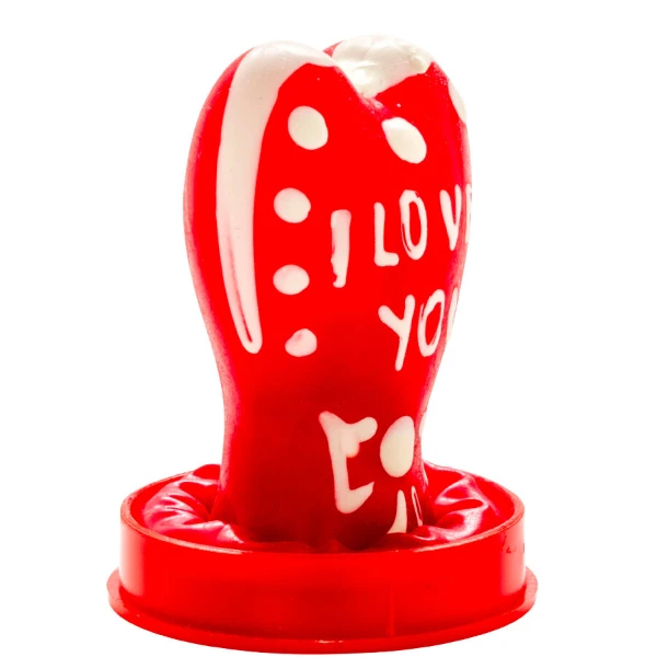 CONDOMERIE - PRESERVATIVI NOVITÀ DIPINTI A MANO CUORE - MODELLO I LOVE YOU 1