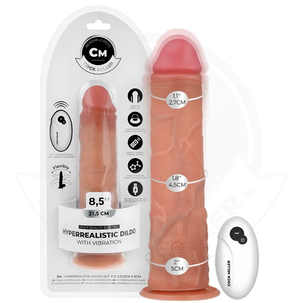 COCK MILLER - DILDO REALISTICO CON VENTOSA E VIBRAZIONE CON TELECOMANDO 21,5 CM