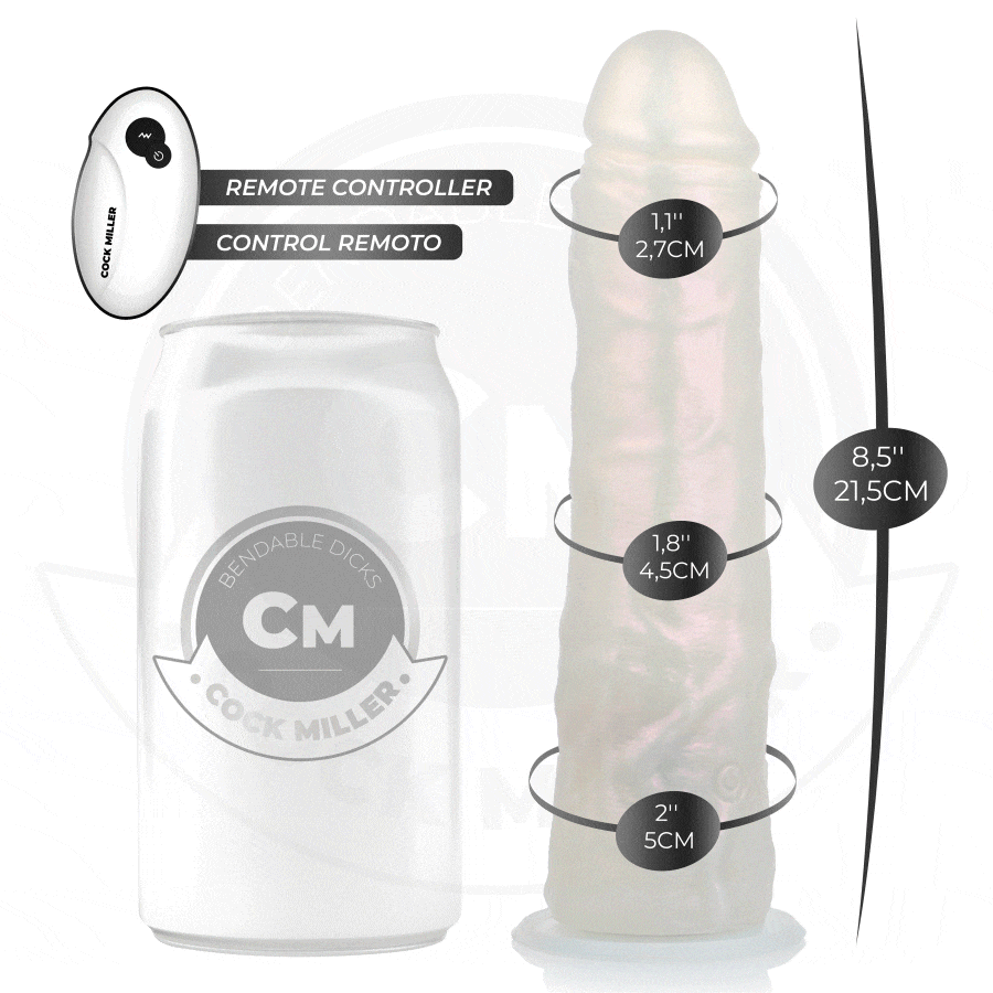 COCK MILLER - DILDO CON VENTOSA, LUCI E VIBRAZIONE CON TELECOMANDO BIANCO 19,5 CM