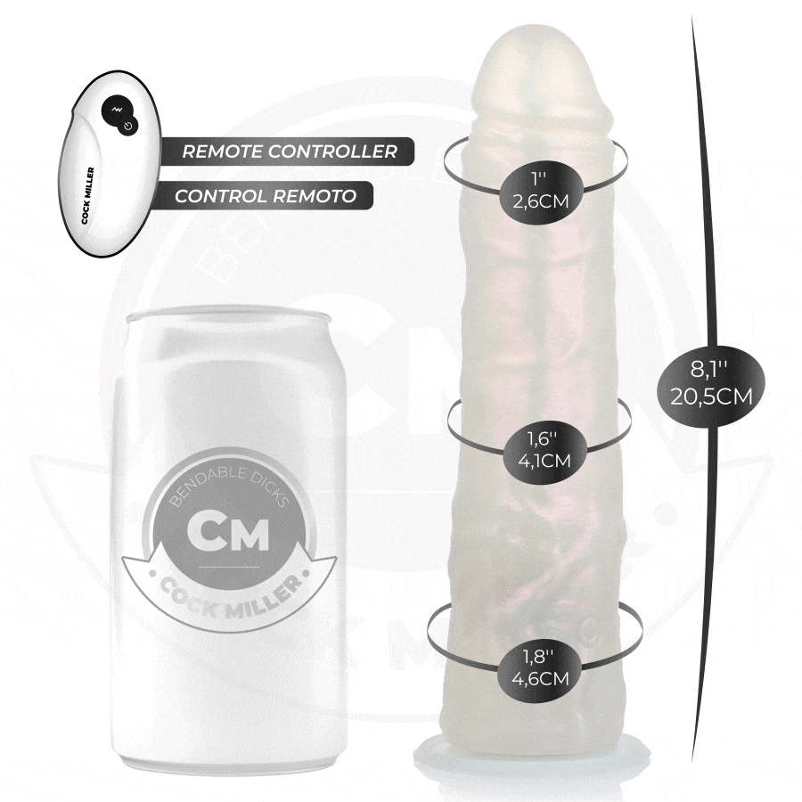 COCK MILLER - DILDO CON VENTOSA, LUCI E VIBRAZIONE CON TELECOMANDO BIANCO 20,5 CM