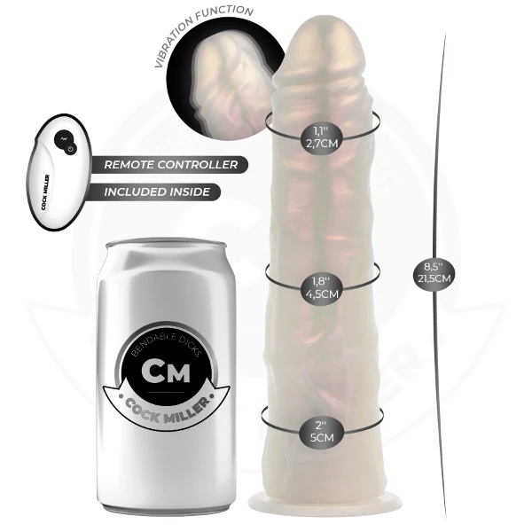 COCK MILLER - DILDO CON VENTOSA, LUCI E VIBRAZIONE CON TELECOMANDO BIANCO 21,5 CM