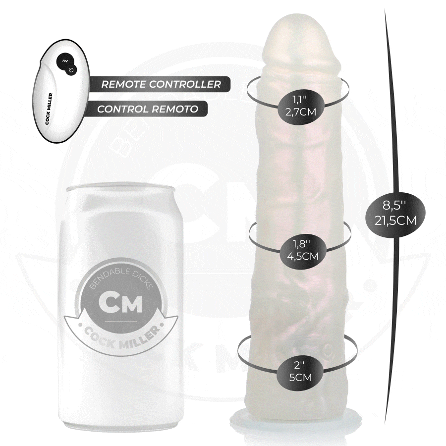 COCK MILLER - DILDO CON VENTOSA, LUCI E VIBRAZIONE CON TELECOMANDO BIANCO 21,5 CM