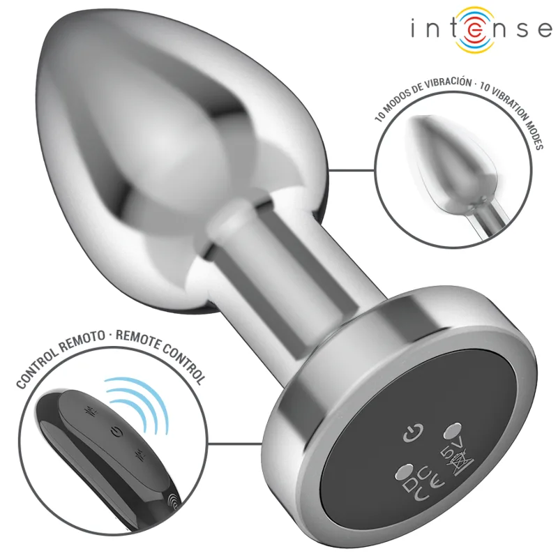 INTENSE - PLUG ANAL 10 VIBRACIONES METAL CON CONTROL REMOTO M