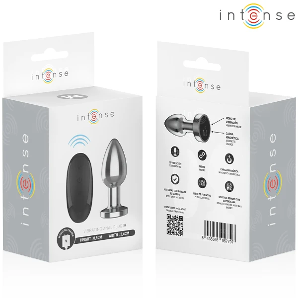 INTENSE - PLUG ANALE 10 VIBRAZIONI METALLO CON TELECOMANDO M