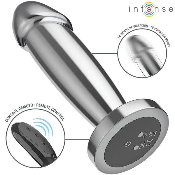 INTENSE - ANAL PLUG 10 VIBRAZIONI DILDO METALLO CON TELECOMANDO S
