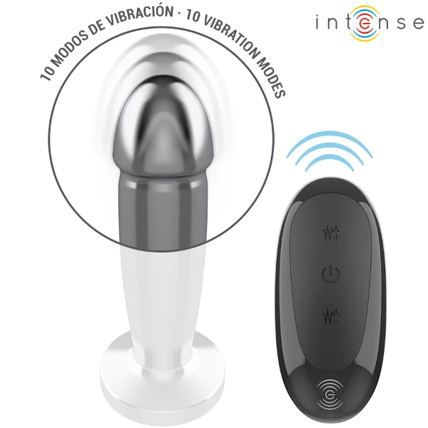 INTENSE - ANAL PLUG 10 VIBRAZIONI DILDO METALLO CON TELECOMANDO S