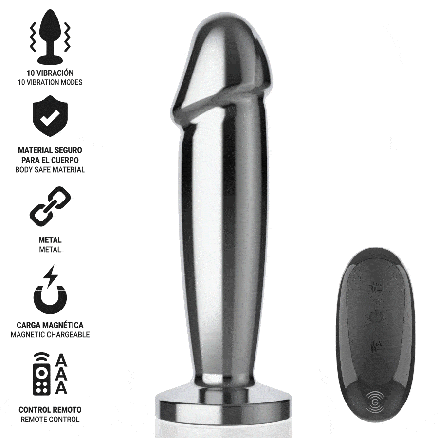INTENSE - ANAL PLUG 10 VIBRAZIONI DILDO METALLO CON TELECOMANDO S