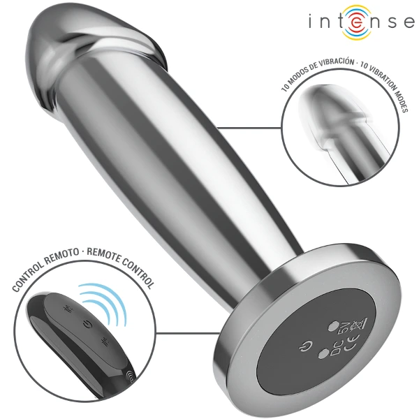 INTENSE - ANAL PLUG 10 VIBRAZIONI DILDO METALLO CON TELECOMANDO M