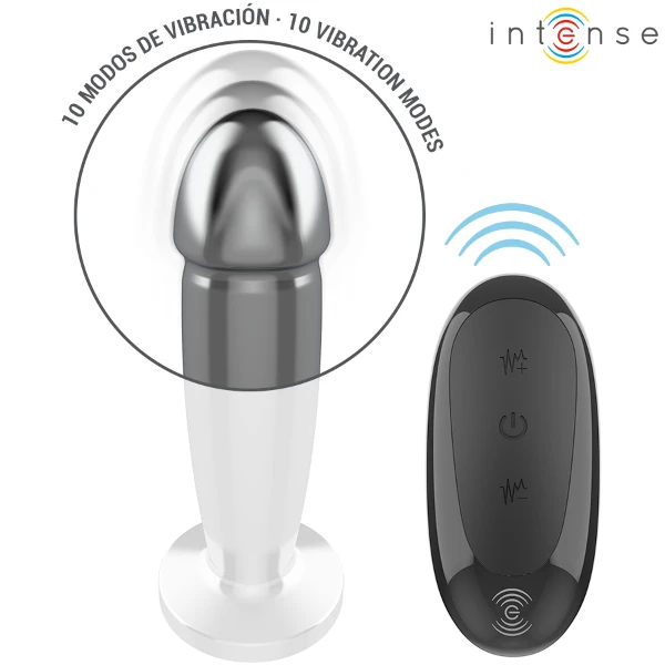 INTENSE - ANAL PLUG 10 VIBRAZIONI DILDO METALLO CON TELECOMANDO M
