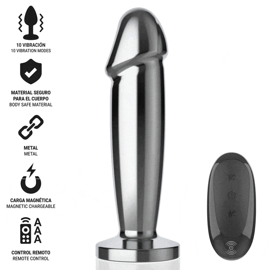 INTENSE - ANAL PLUG 10 VIBRAZIONI DILDO METALLO CON TELECOMANDO M