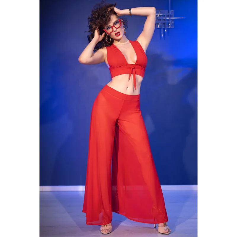 CHILIROSE - CR  4857 SET TOP Y PANTALONES ROJO TALLA L