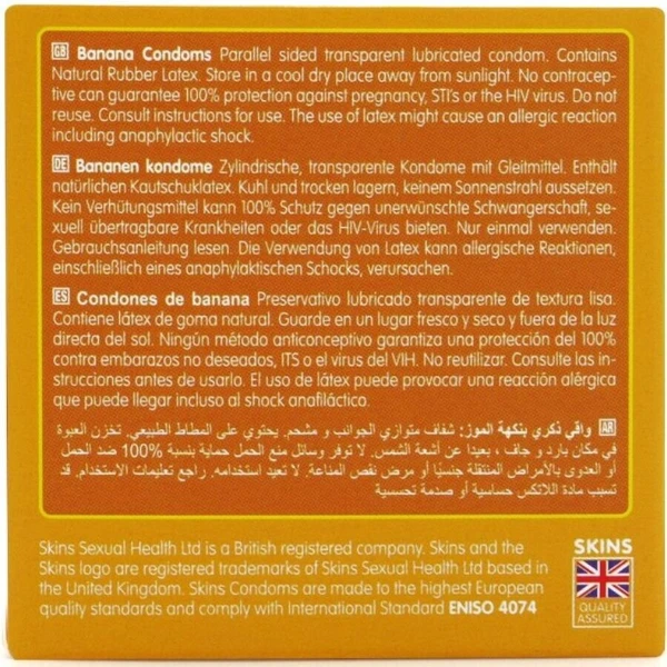 SKINS - PRESERVATIVI BANANA PREMIUM CONFEZIONE DA 4