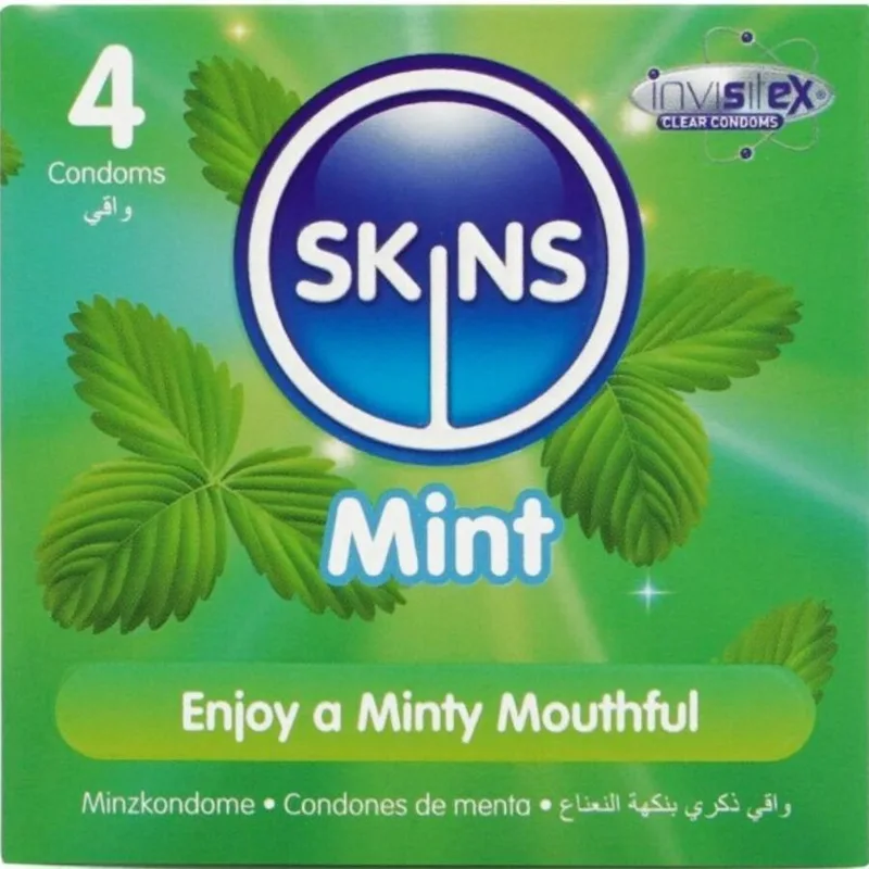 SKINS - PRESERVATIVI PREMIUM ALLA MENTA CONFEZIONE DA 4