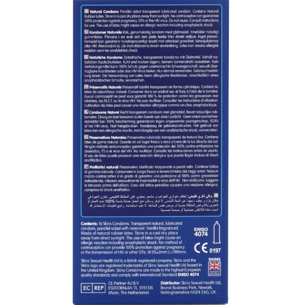 SKINS - PRESERVATIVI NATURALI PREMIUM CONFEZIONE DA 16