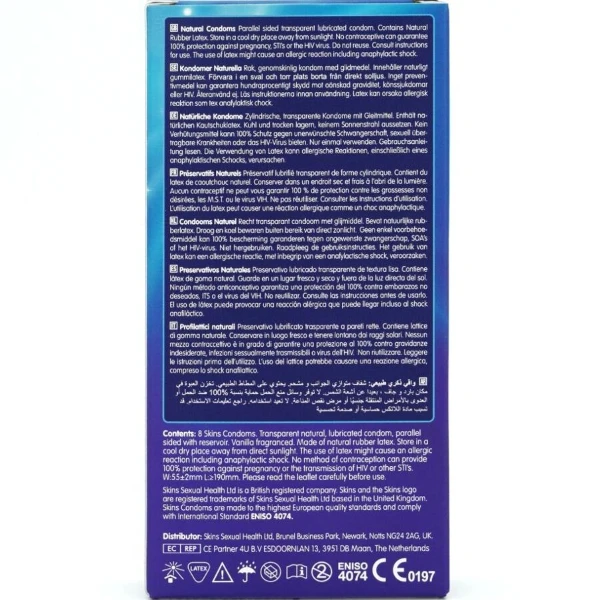 SKINS - PRESERVATIVI NATURALI PREMIUM CONFEZIONE DA 8