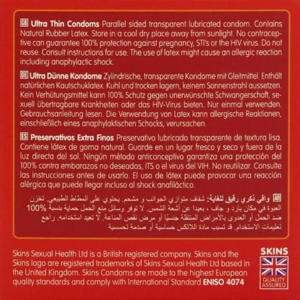 SKINS - PRESERVATIVI ULTRA SOTTILI PREMIUM CONFEZIONE DA 4