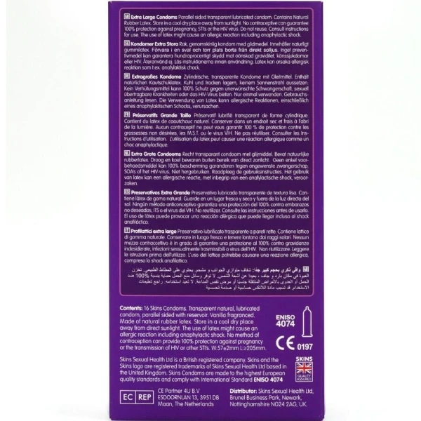 SKINS - PRESERVATIVI EXTRA LARGE PREMIUM CONFEZIONE DA 16
