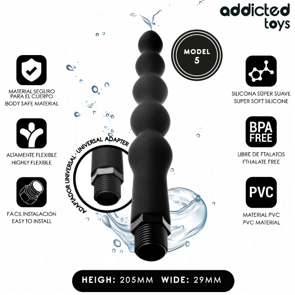 ADDICTED TOYS - PULITORE ANALE CON ADATTATORE UNIVERSALE MODELLO 5