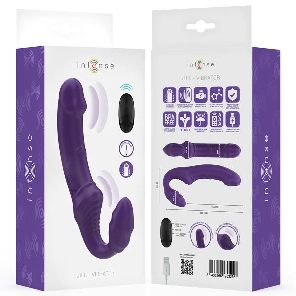 INTENSE - JILL DOPPIO VIBRATORE 20 CM VIOLA TELECOMANDO