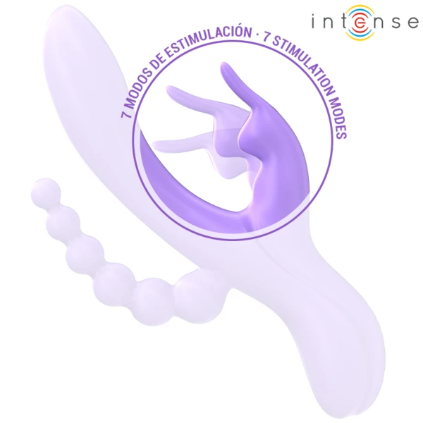 INTENSE - MIKO TRIPLO VIBRATORE CONIGLIO & STIMOLATORE & ANALE 7 VIBRAZIONI VIOLA