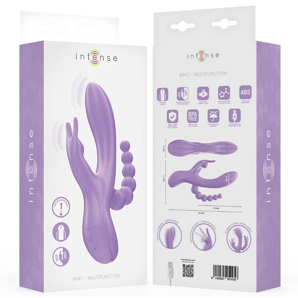 INTENSE - MIKO TRIPLO VIBRATORE CONIGLIO & STIMOLATORE & ANALE 7 VIBRAZIONI VIOLA