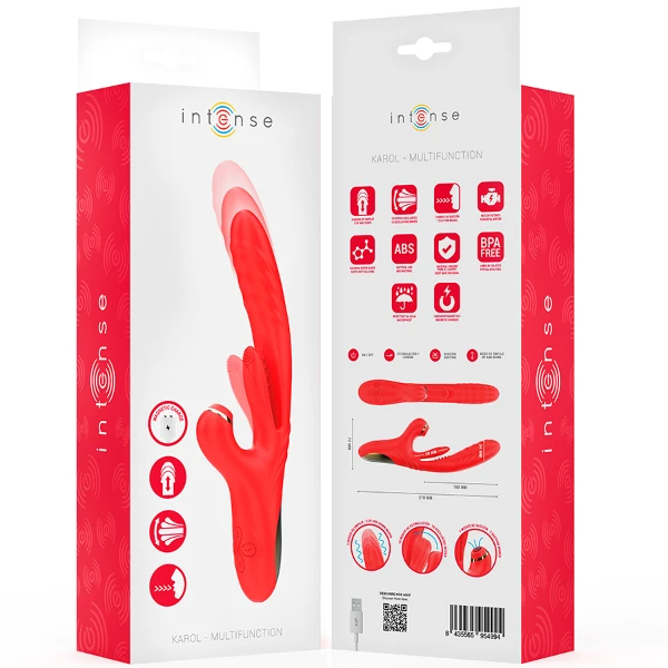 INTENSE - KAROL VIBRATORE MULTIFUNZIONE SPINTA E STIMOLAZIONE E ONDE STIMOLANTI ROSSO