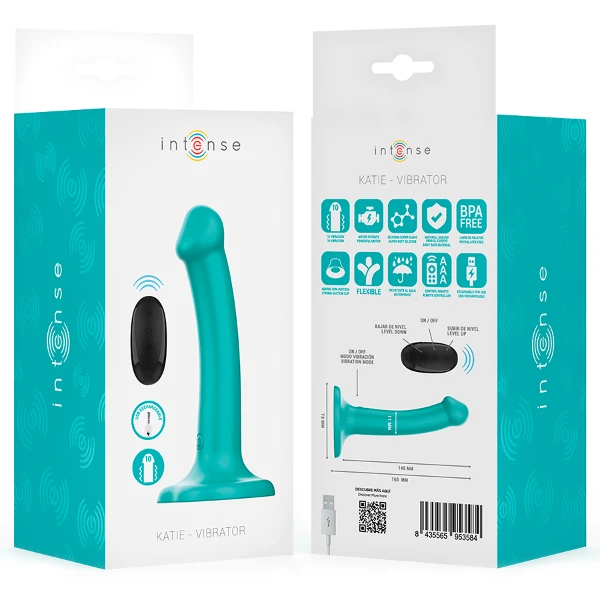 INTENSE - KATIE VIBRATORE CON VENTOSA 10 VIBRAZIONI TELECOMANDO BLU