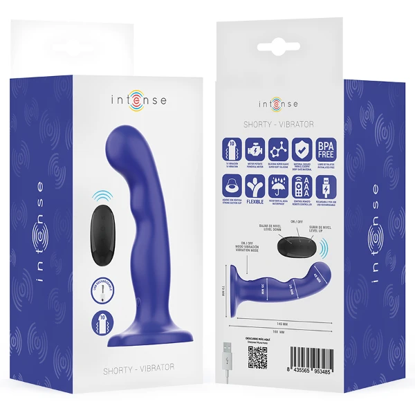 INTENSE - VIBRATORE SHORTY CON VENTOSA TELECOMANDO BLU