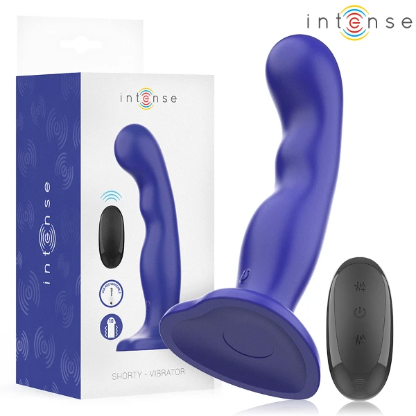 INTENSE - VIBRATORE SHORTY CON VENTOSA TELECOMANDO BLU
