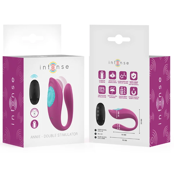 INTENSE - ANNIE VIBRATORE E STIMOLATORE A FORMA DI U TELECOMANDO VIOLA