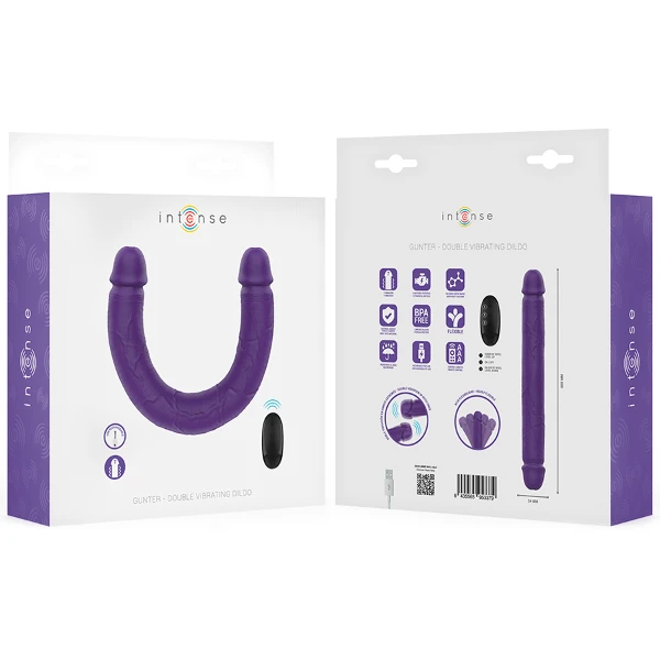 INTENSE - GUNTER DILDO DOPPIO VIBRATORE 40 CM VIOLA TELECOMANDO