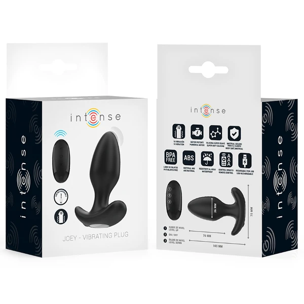 INTENSE - JOEY ANAL PLUG 10 VIBRAZIONI NERO TELECOMANDO