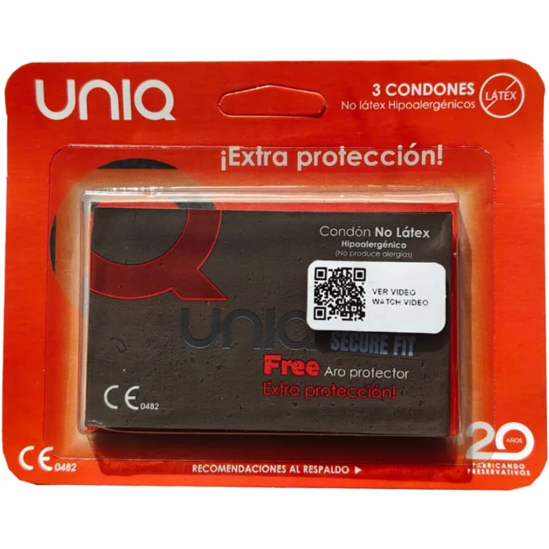 UNIQ - SECURE FIT PRESERVATIVOS SIN LÁTEX 3 UNIDADES