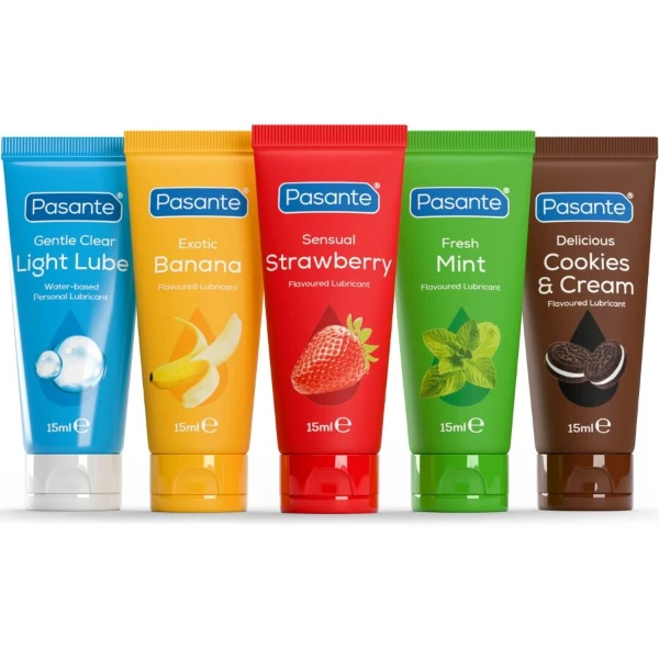 PASANTE - CONFEZIONE LUBRIFICANTI AROMI ASSORTITI 5 UNITÀ X 15 ML
