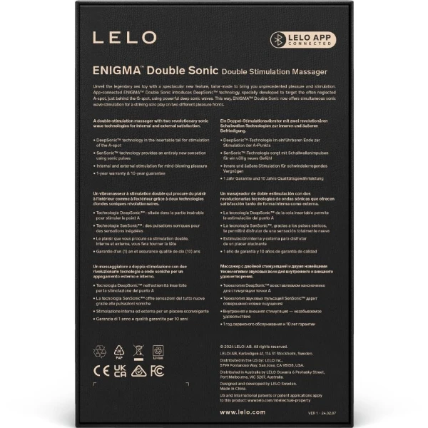LELO - ENIGMA DOUBLE SONIC VIBRATOR POINT G NERO