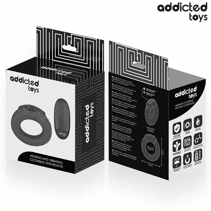 ADDICTED TOYS - ANELLO PER IL PENE VIBRANTE CON EFFETTO RISCALDANTE E TELECOMANDO