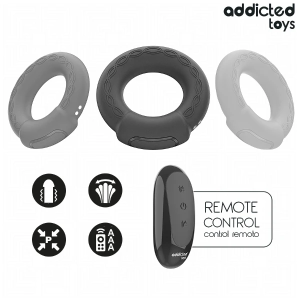 ADDICTED TOYS - ANELLO PER IL PENE VIBRANTE CON EFFETTO RISCALDANTE E TELECOMANDO