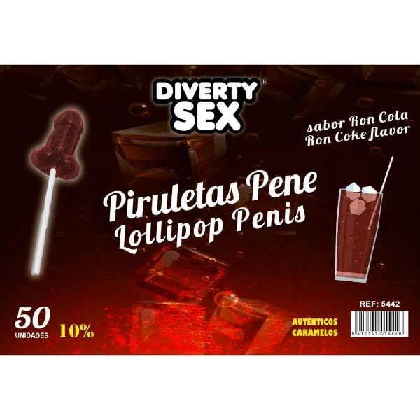 DIABLO GOLOSO - 50 LECCA LECCA AL PENE GUSTO RON COLA 10% ALCOOL