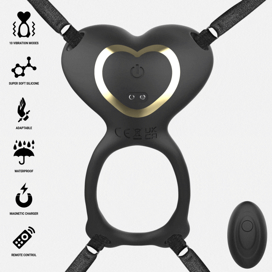 IBIZA - VIBRADOR PARA PAREJAS FORMA DE BRAGUITA CORAZÓN CONTROL REMOTO