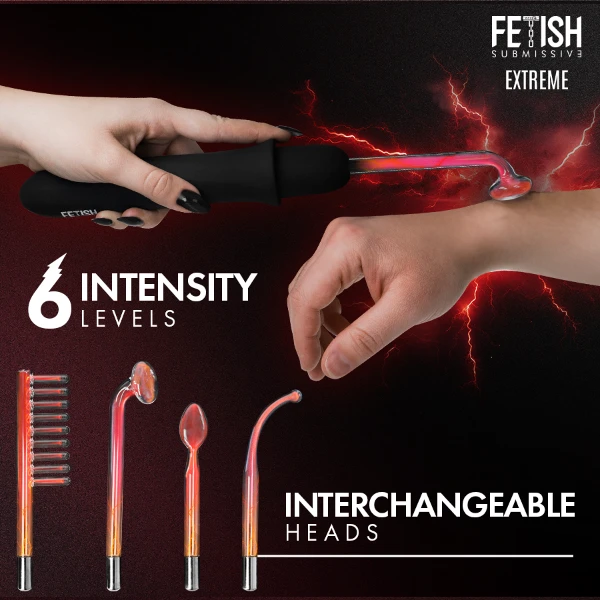 FETISH SUBMISSIVE - VIBRADOR WAND ELECTROESTIMULACIÓN ALTA FRECUENCIA